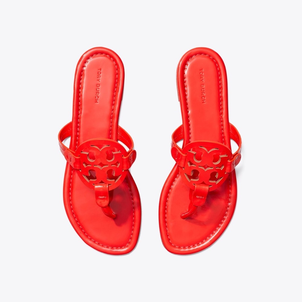 Tory Burch Red Miller Logo Thong Sandals - Bright Red